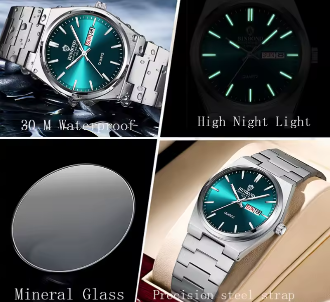 BINBOND Men's Business Watch - Turquoise Dial