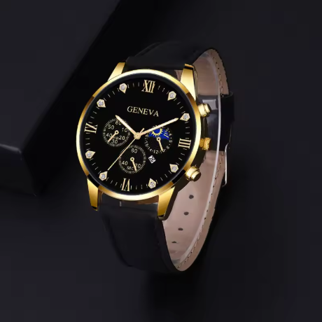 GENEVA Luxury Men's Watch - Black Dial