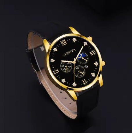 GENEVA Luxury Men's Watch - Black Dial