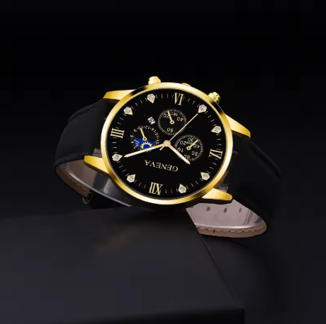 GENEVA Luxury Men's Watch - Black Dial