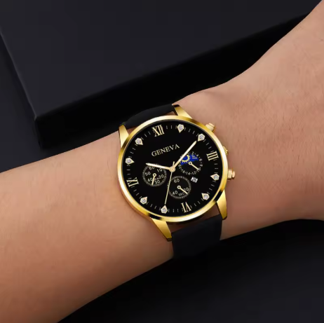 GENEVA Luxury Men's Watch - Black Dial
